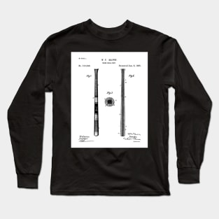 Baseball Bat Patent - Baseball Player Team Coach Art - White Long Sleeve T-Shirt